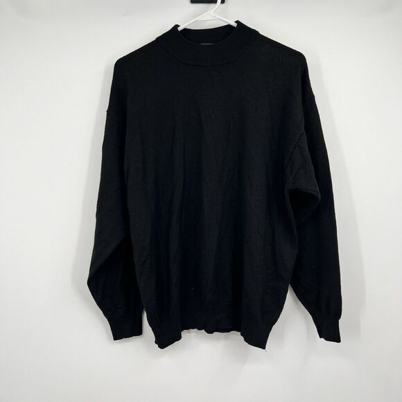 Mens VTG FIJI Black Wool Blend Sweater L 90s Made in Italy Casual Classic Classy - Picture 1 of 8